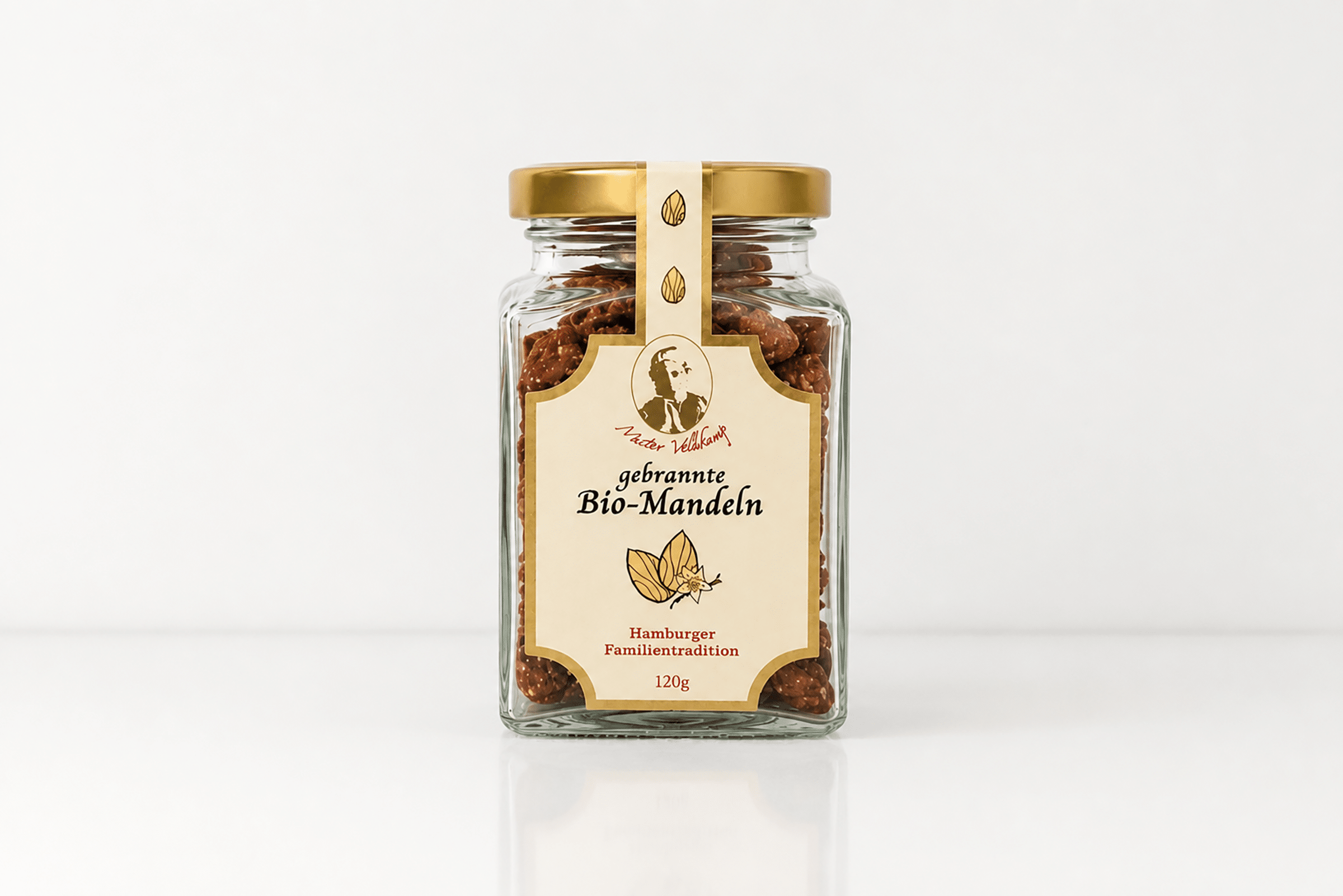 Gebrannte Bio Mandeln mit Bourbon-Vanille im Glas 120g